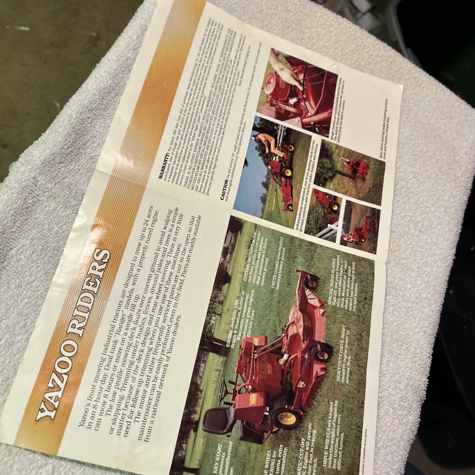 Yahoo Riders Mower Pamphlet 1984 Ranger Brochure Vintage Original