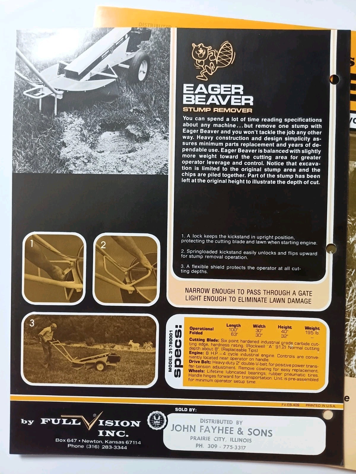 2 FullVision Scanners & Eager Beaver Flyers Brochures Vtg Farming Advertising