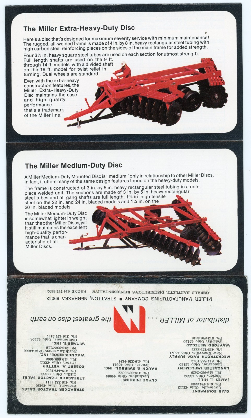 1960s Miller Disc Fold-Out Brochure Specs Types Stratton Nebraska #DT