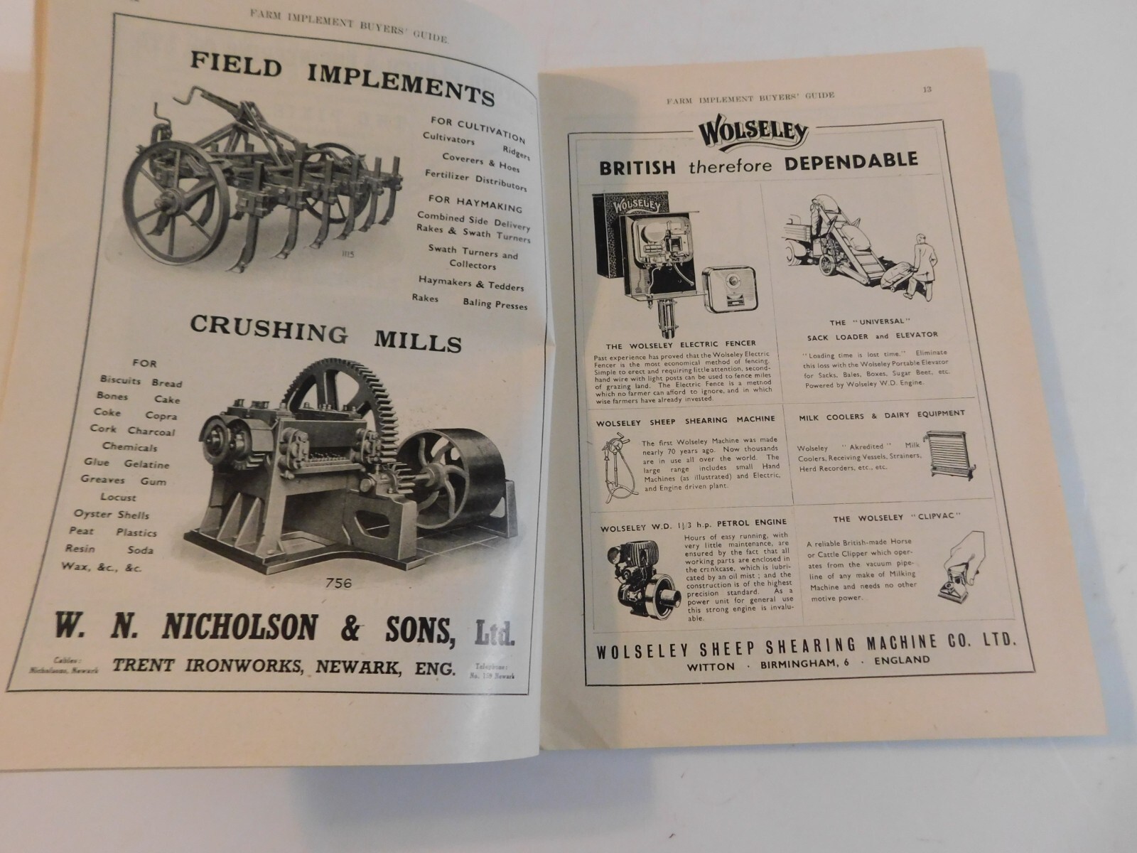 1946 FARM TRACTORS IMPLEMENT BUYER’S GUIDE EXPORT EDITION ALBION MACHINES