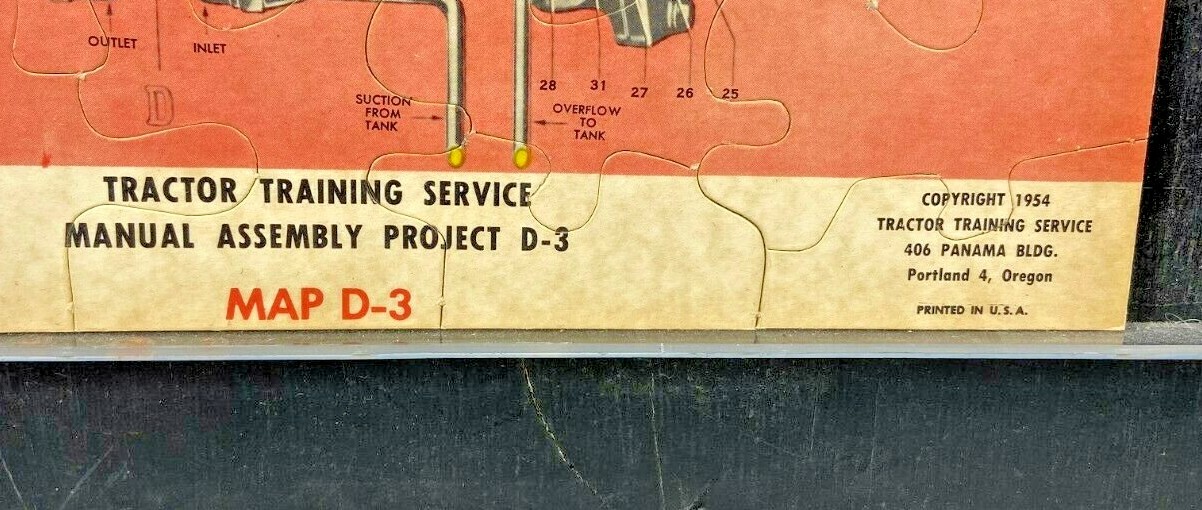 Vintage 1954 Tractor Training Service Project Jigsaw Puzzle 11″ x 8.5″ Map D-3