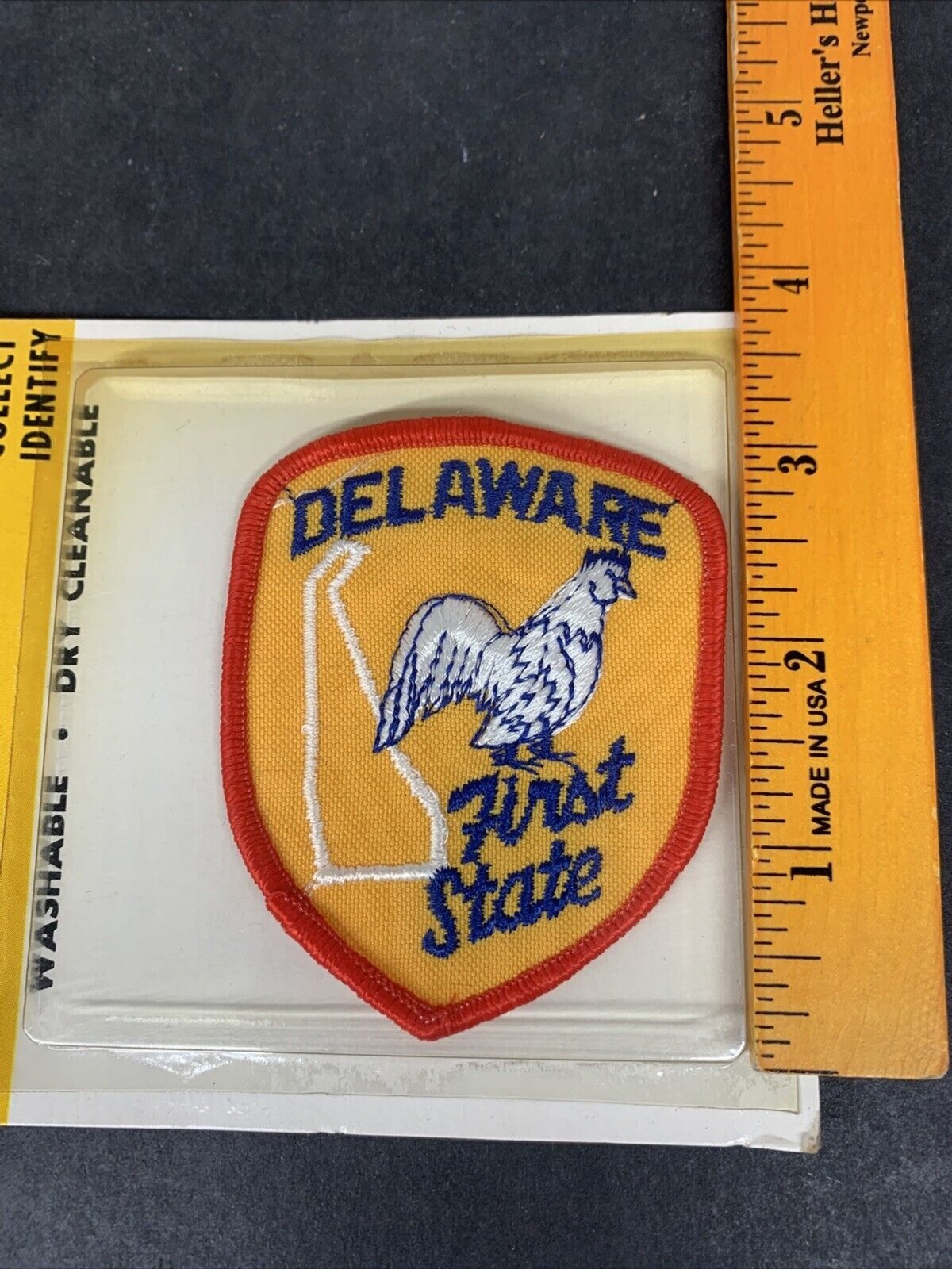 Vintage Embroidered Patch DELAWARE First State Poultry Chicken Rooster Farm