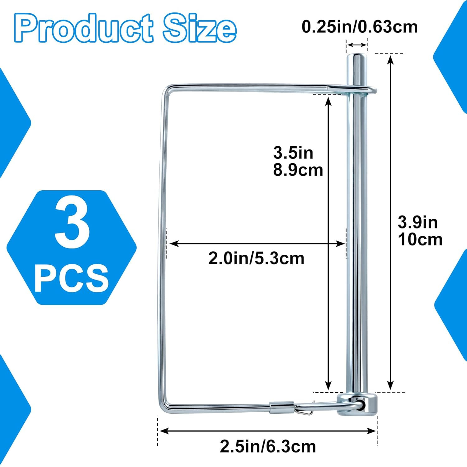 3pcs 1/4 x 4 Inch Trailer Hitch Pin, Heavy Duty Metal Trailer Coupler Pin, Carbo