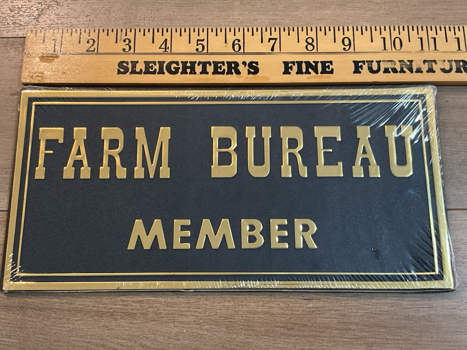 Plastic Farm Bureau Member Brown Sign New Old Stock 11×6