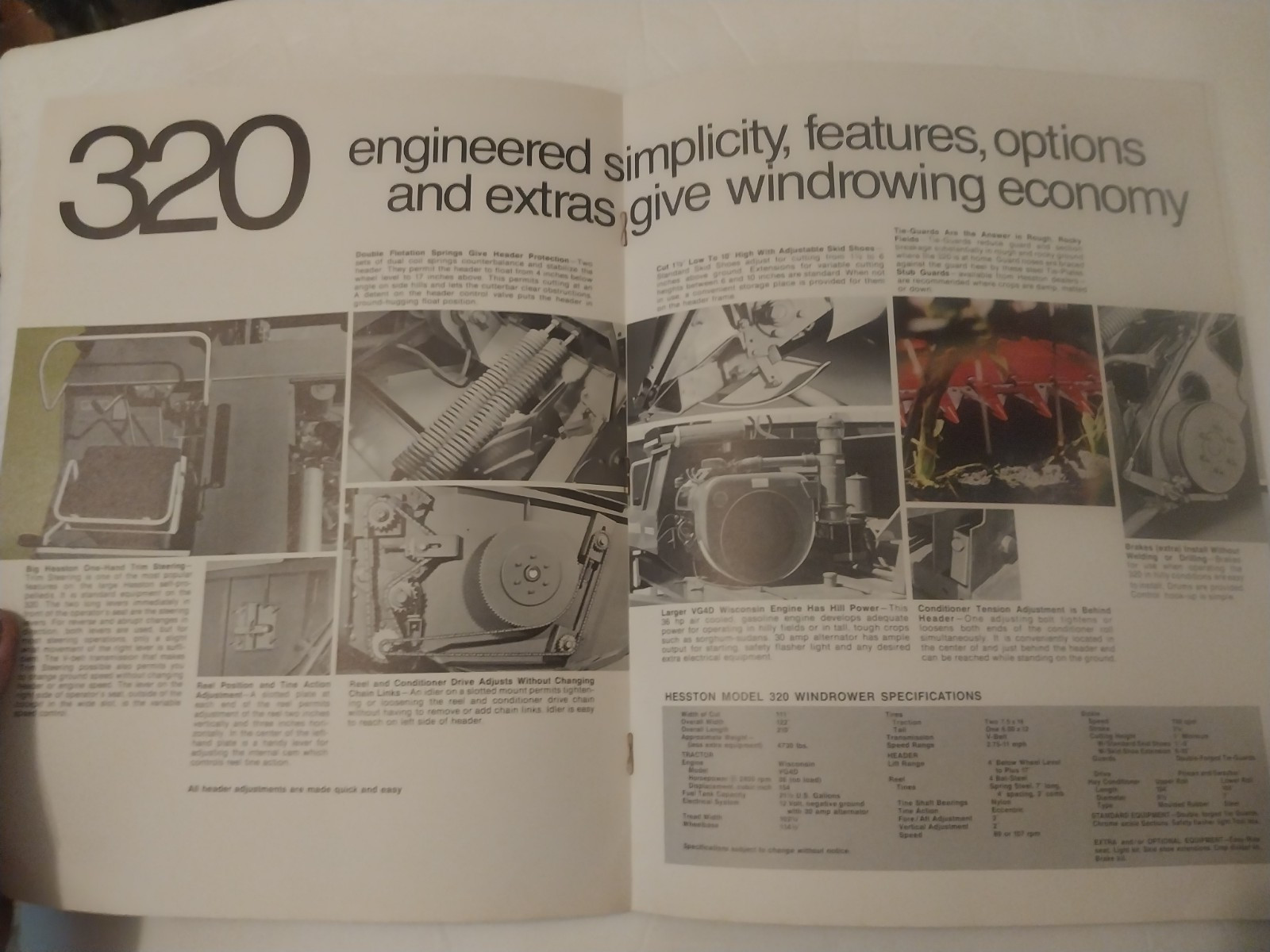 Hesston windrowers brochures 320-PT-10, PT-7, 520, 420, 620, PT-12 (1970s)