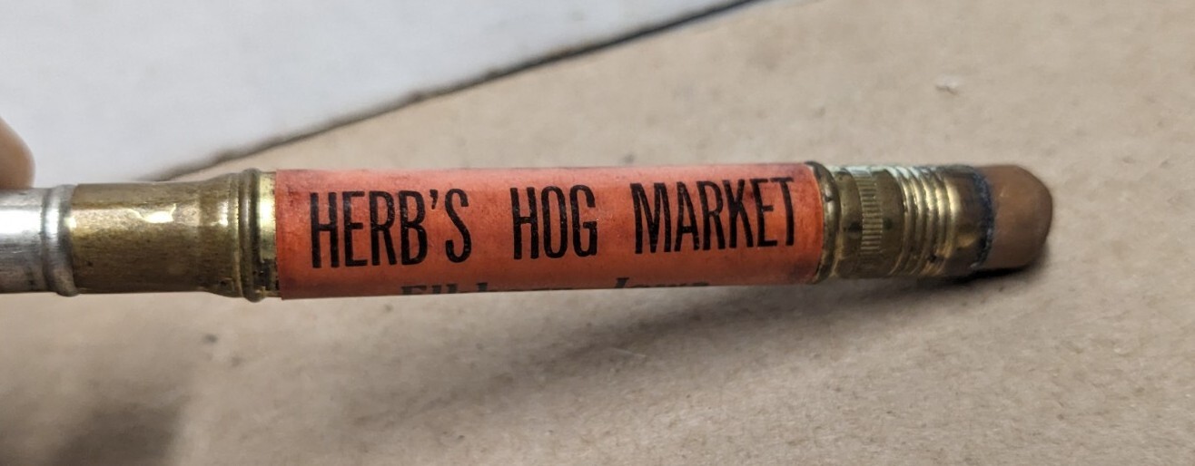 Vintage Herb’s Hog Market Phone 1 Elkhorn Iowa Ia Bullet Pencil