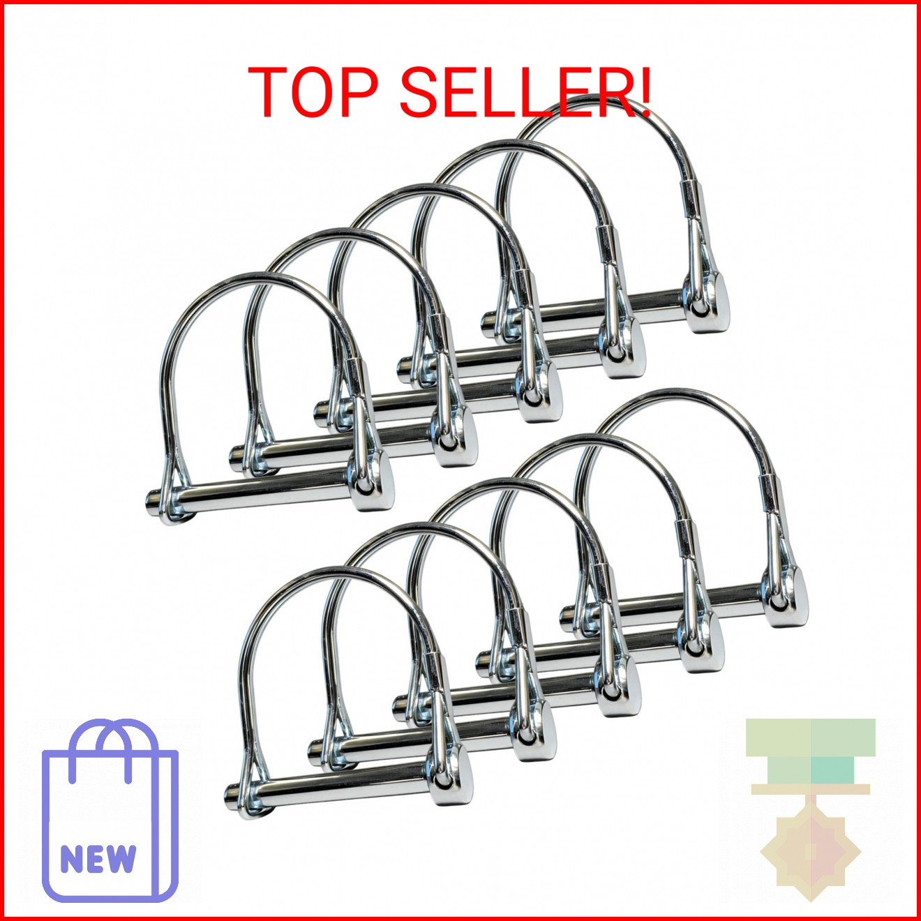 10 Pack, NRJSSCC Trailer Coupler Pin and Locking Pin, 2-1/8″x1/4″ Trailer Hitch