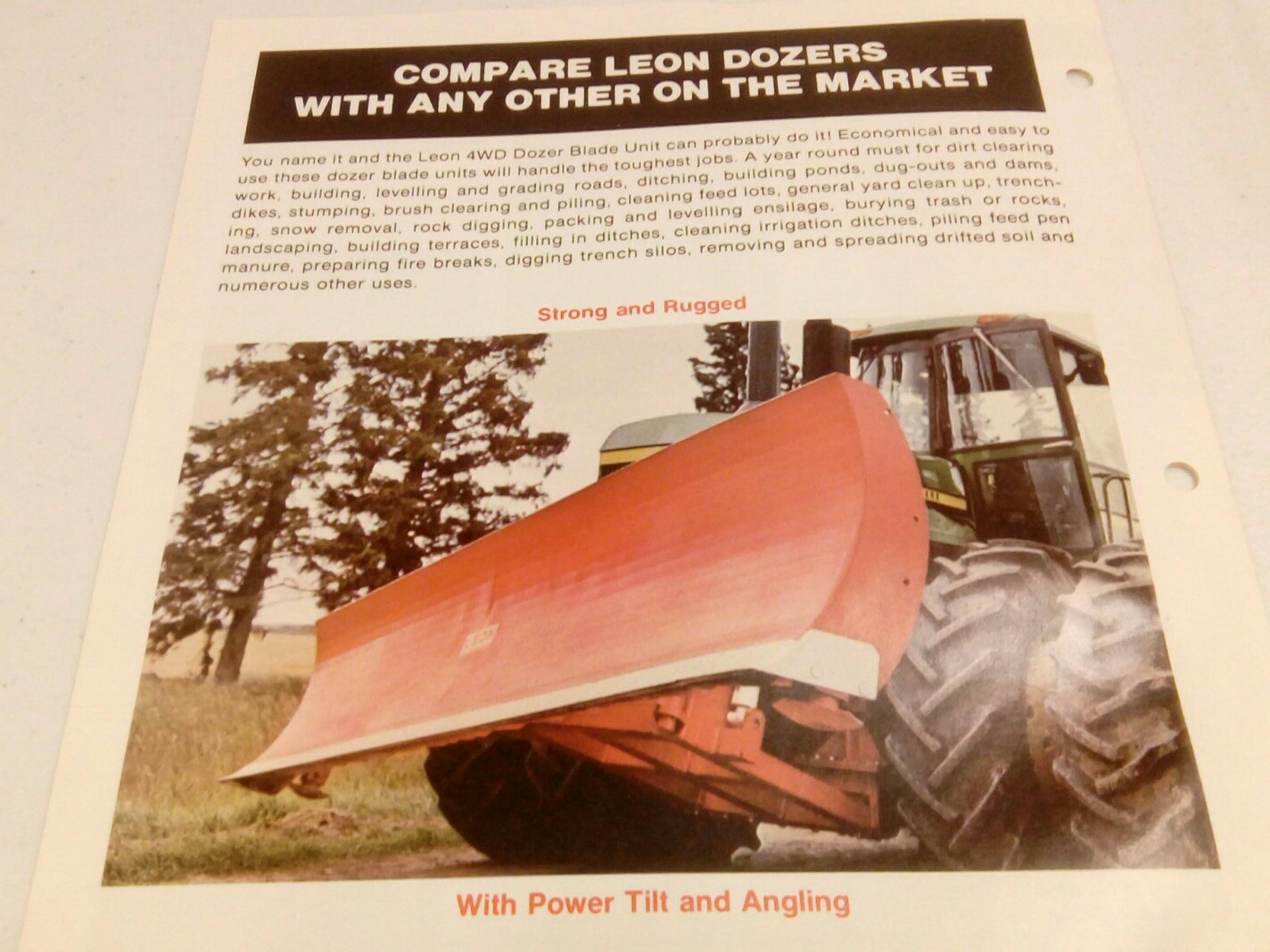 1974 LEON FOUR WHEEL DRIVE DOZER BLADES POWER TILT FARM TRACTOR SALES BROCHURE