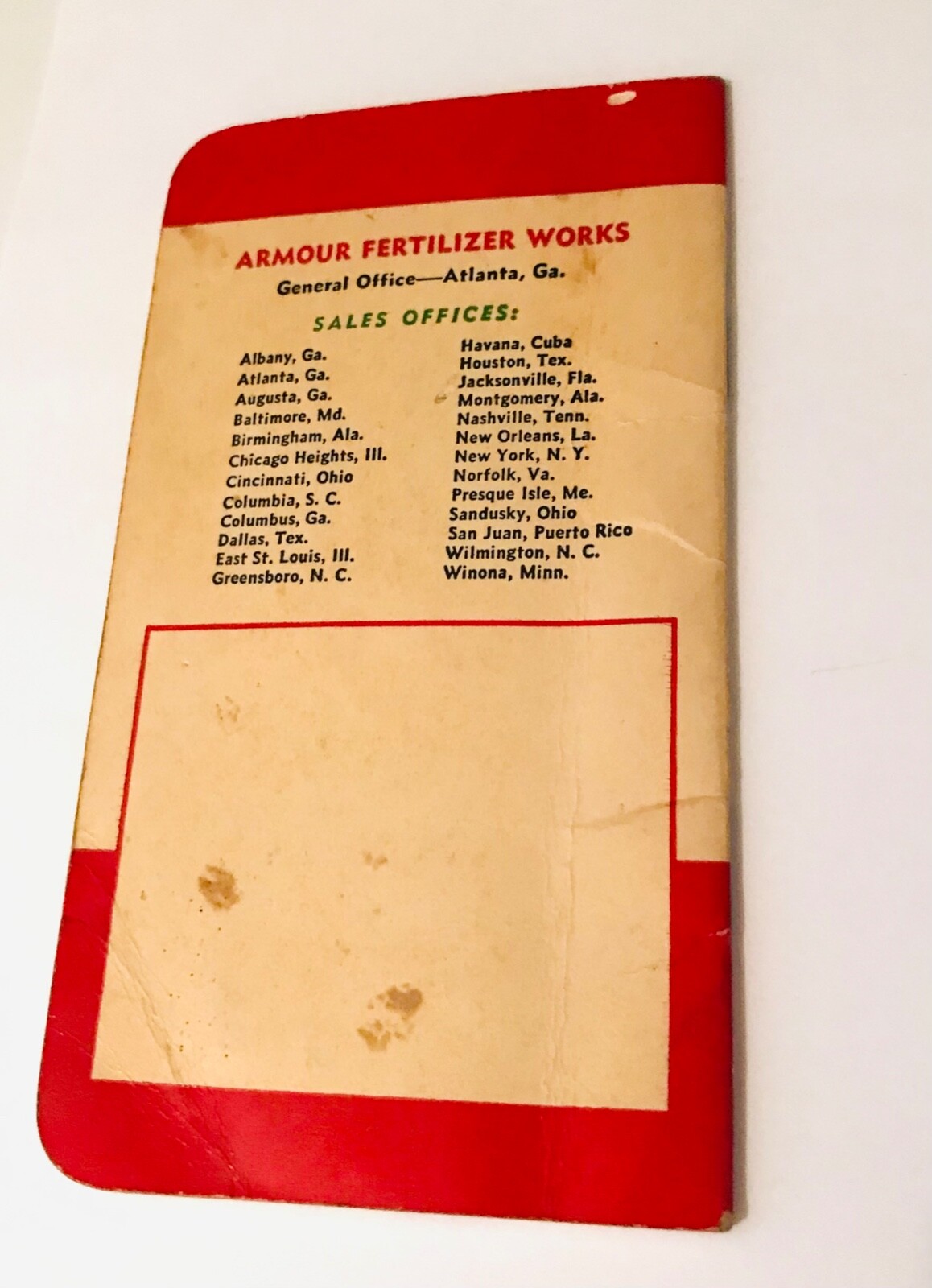 1952-1953 Armour’s Fertilizer & Vertagreen Plant Food Pocket Notebook Calendar