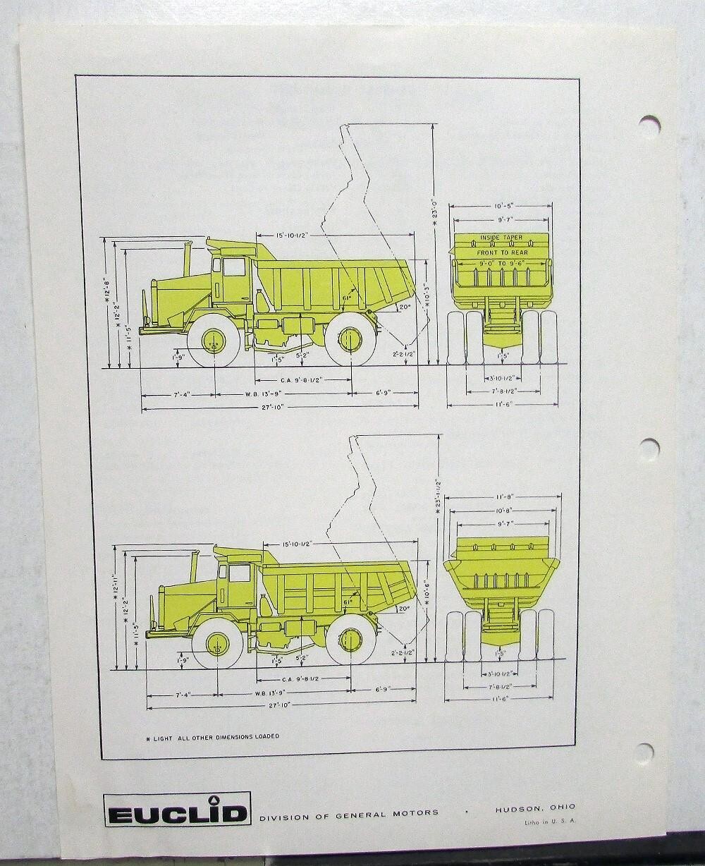 1963 Euclid 30Ton Rear Dump R-30 69TD Construction Specifications Sales Folder