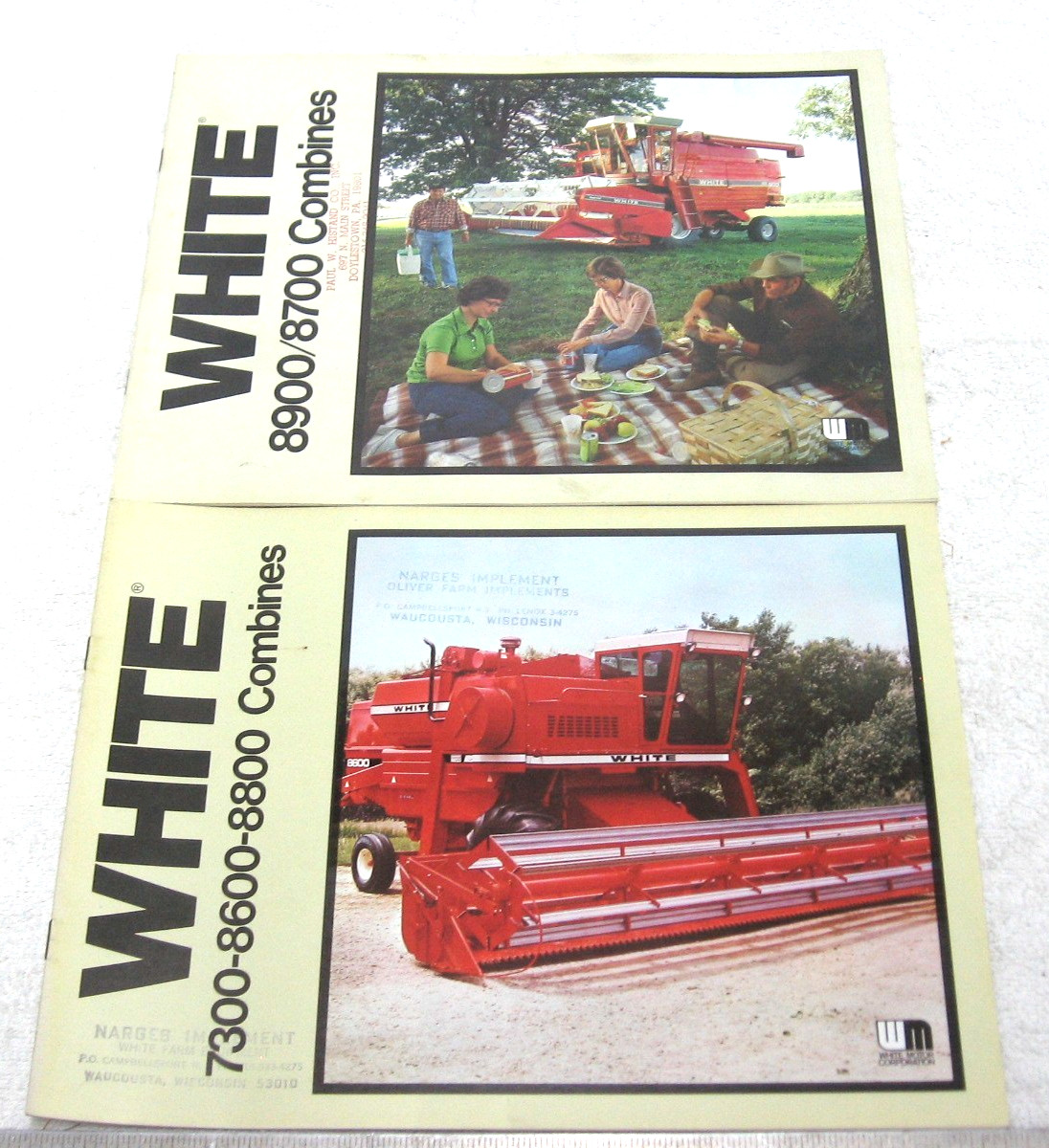 2 VINTAGE WHITE 7300 8600 8800 8700 8900 COMBINE COMBINES SALES BROCHURE