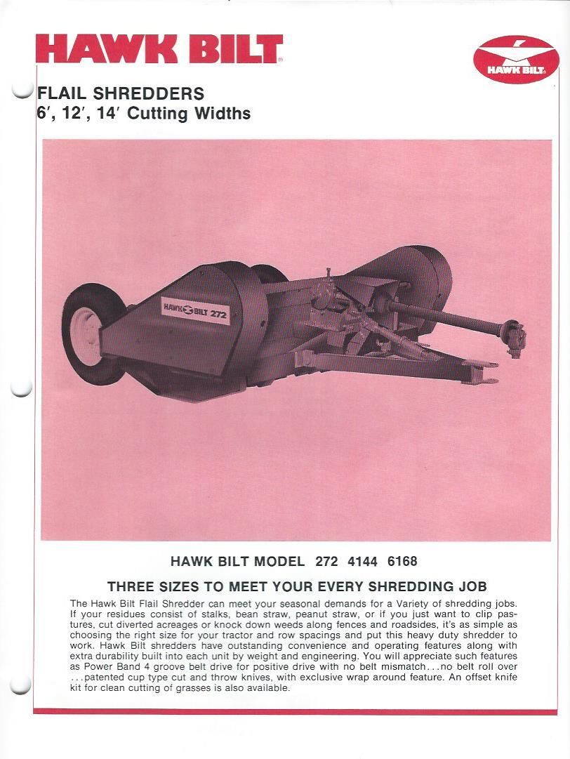 Farm Equipment Brochure – Hawk Bilt – 272 4144 6168 – Flail Shredder (F3464)
