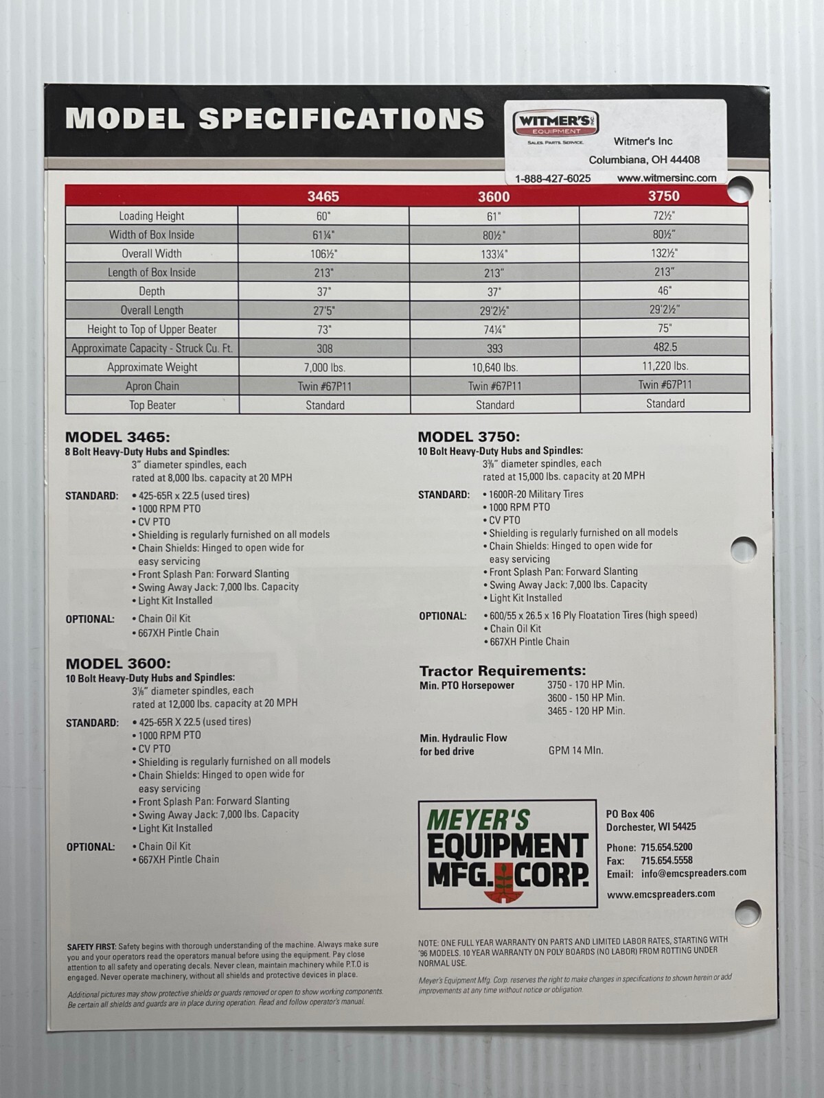 Meyer’s Heavy Duty Manure Spreaders – Sales Brochure *Original Dated 2010*
