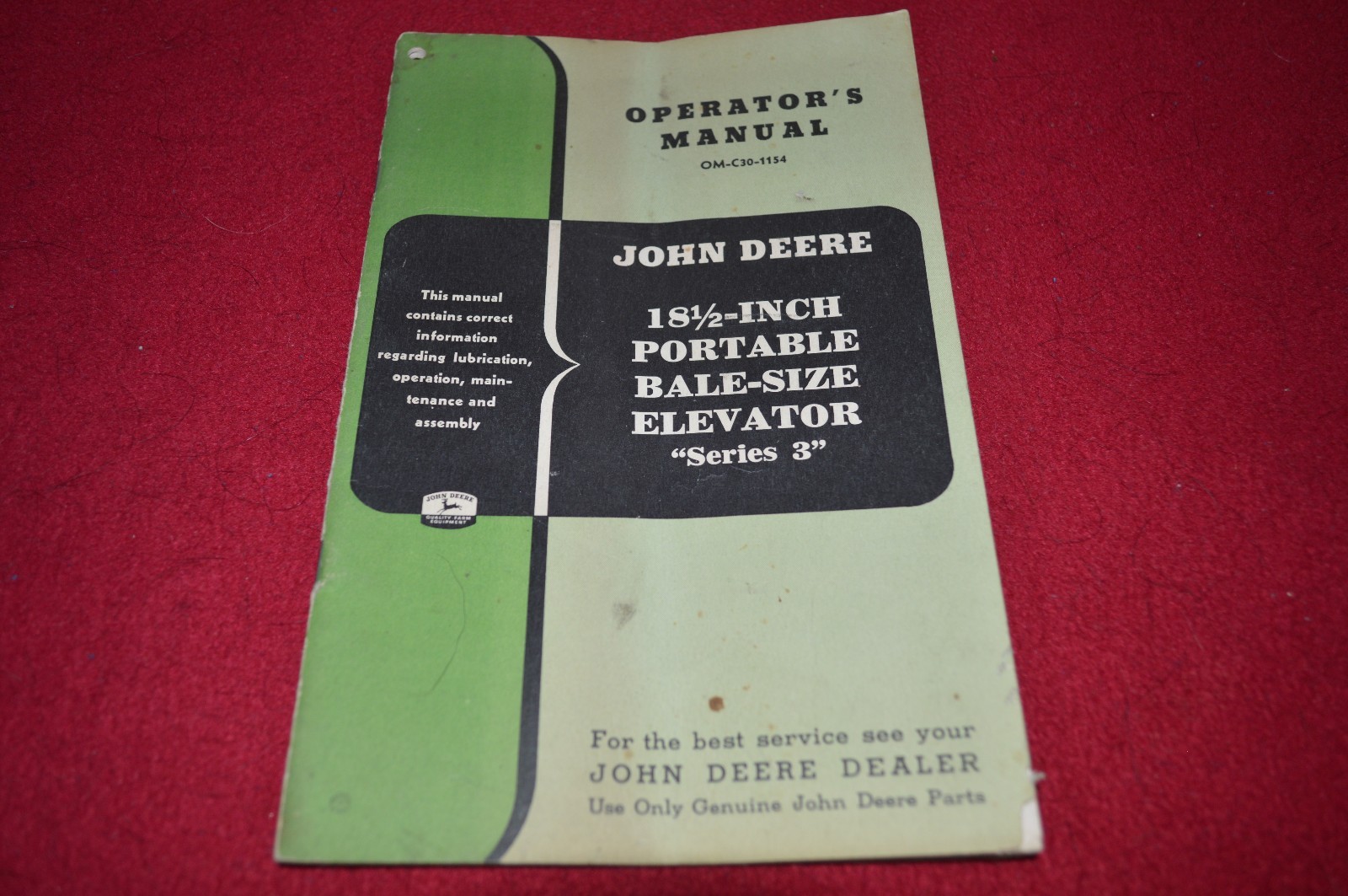 John Deere 18 1/2 Inch No. 3 Elevator Operator’s Manual GDSD6