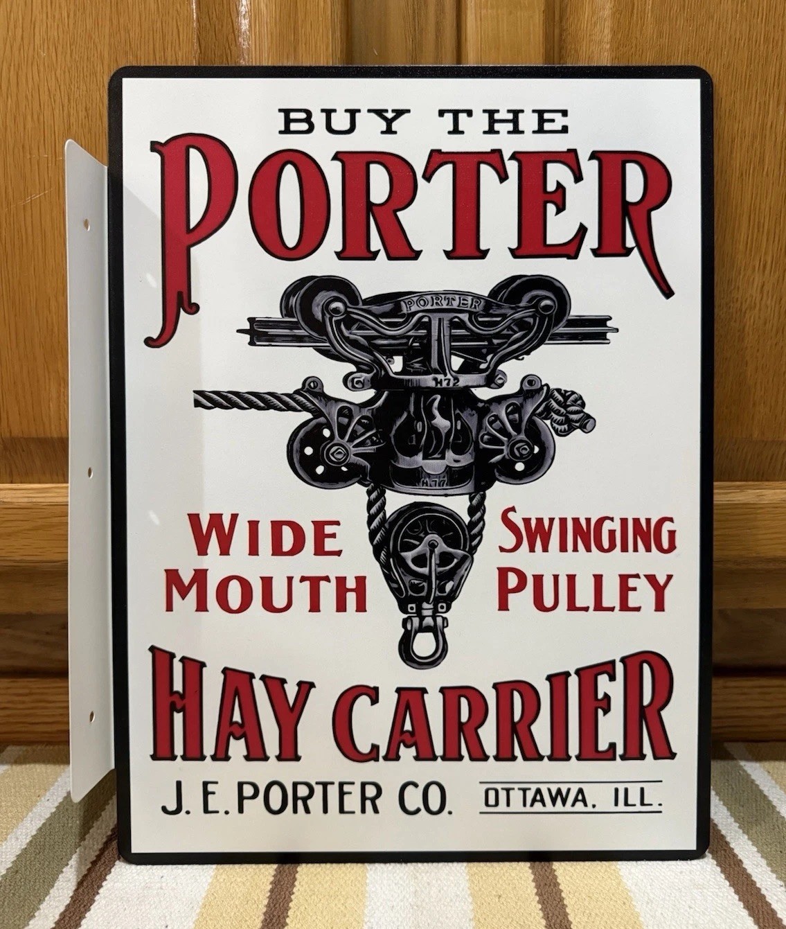Porter Hay Carrier Flange Sign Double Sided Farm Barn Vintage Style Wall Decor