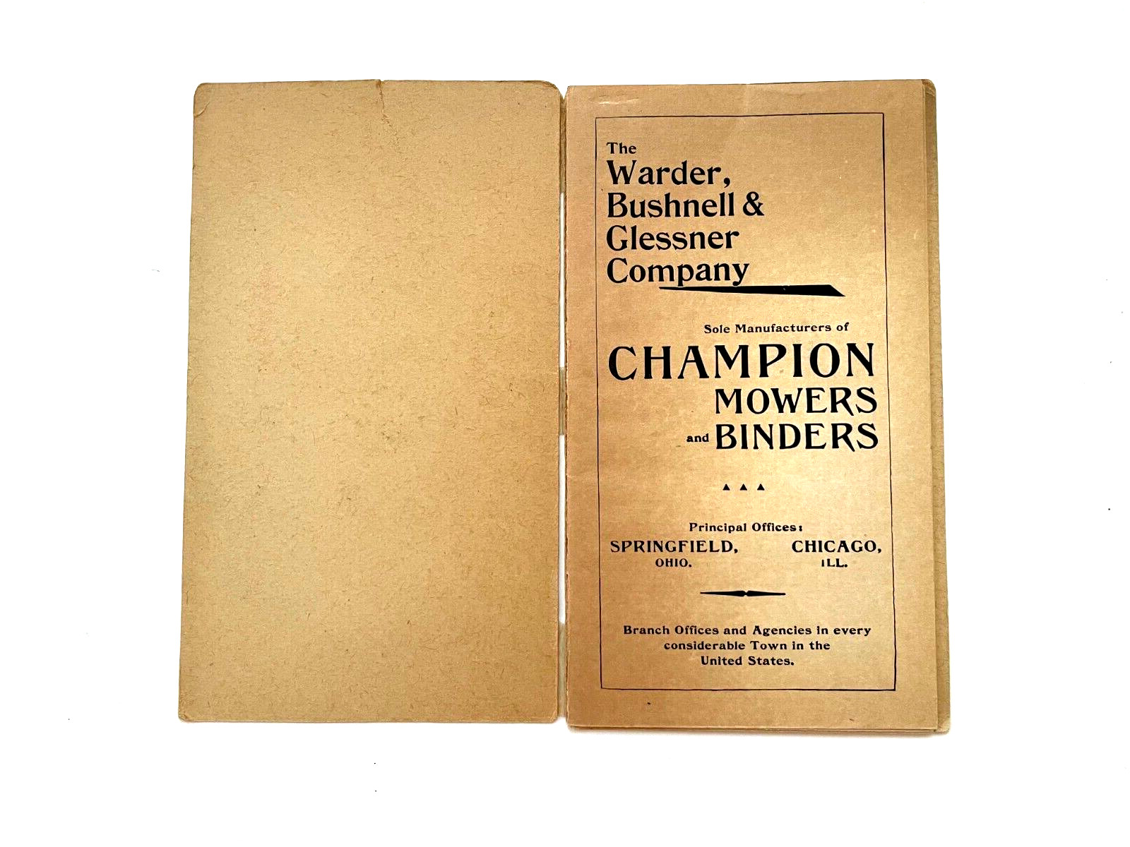 Fantastic Victorian Trade Brochure & Map “The Warder Bushnell & Glessner Co” *