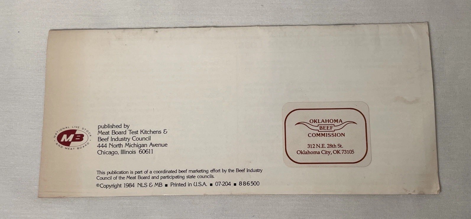 Oklahoma Beef Commission Brochure 1984 “Eat Light With Beef”