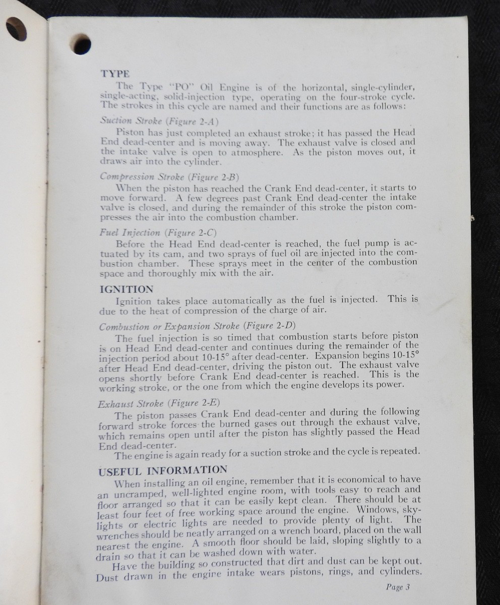 1927 Ingersoll-Rand “TYPE PO” Hit-N-Miss Oil Engines Operators Manual ORIGINAL!
