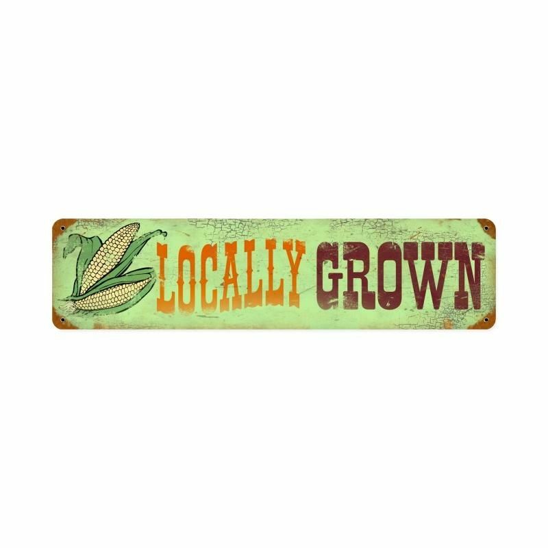 LOCALLY GROWN CORN ON THE COB 20″ HEAVY DUTY USA MADE METAL ADVERTISING SIGN