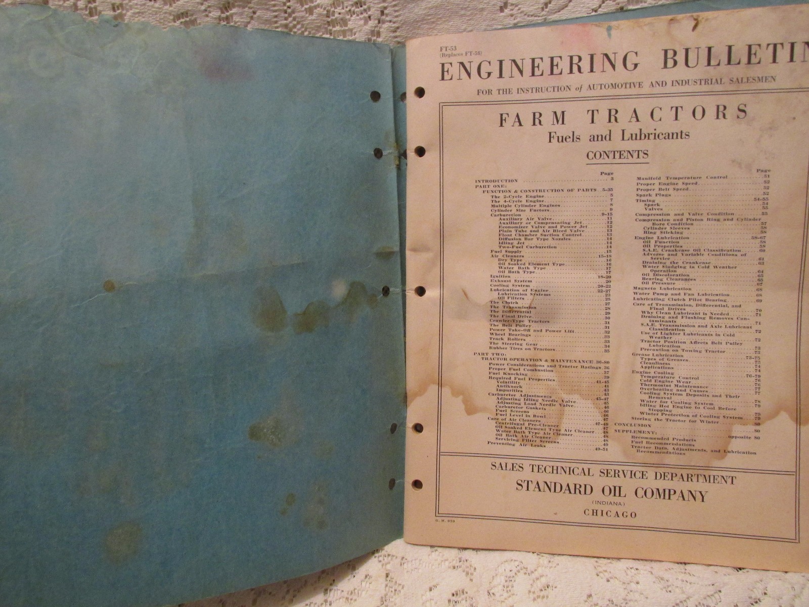 Vintage Engineering Bulletin “Farm Tractors Lubricants” Standard Oil