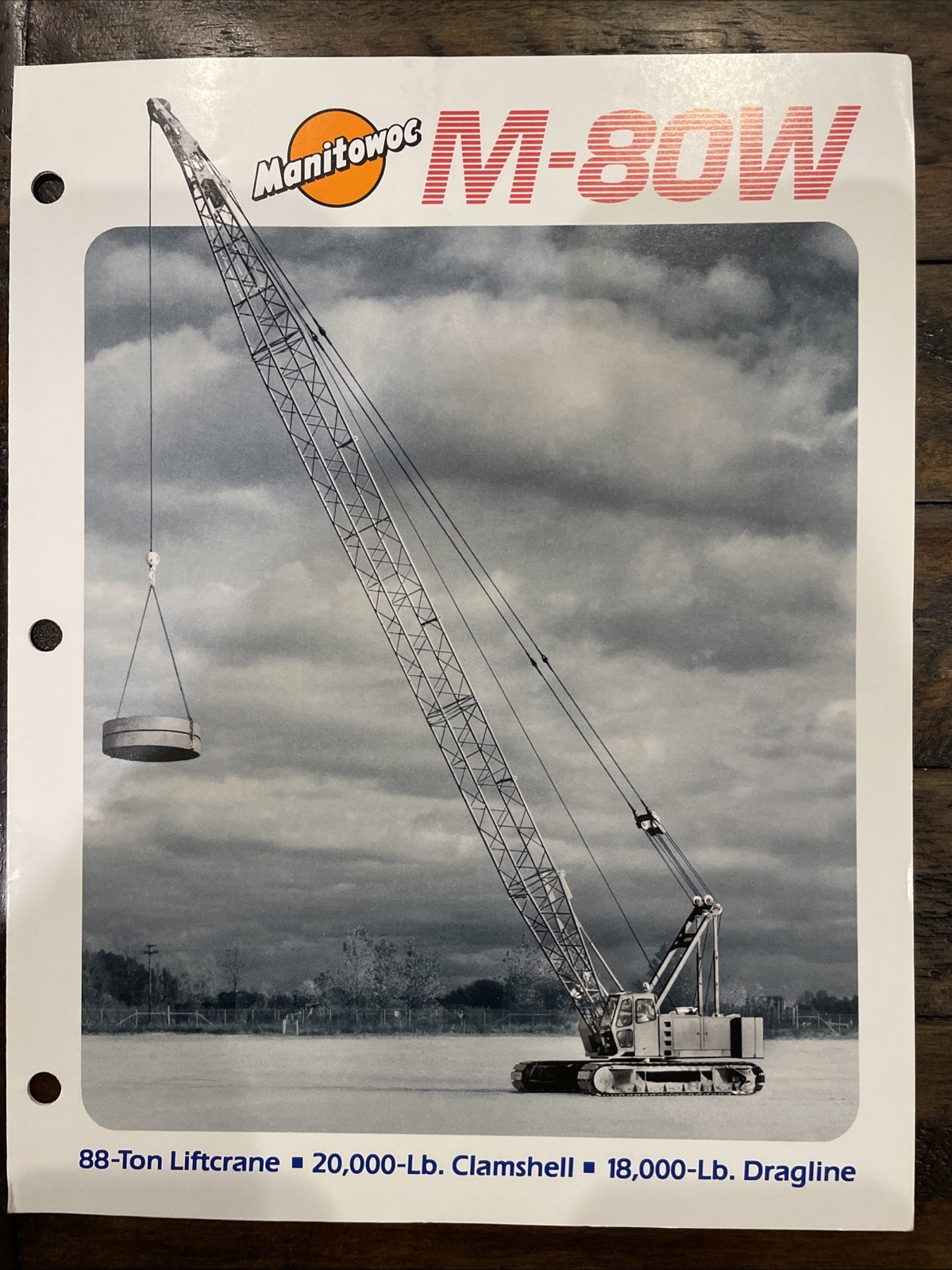 Manitowoc M-80W Crane Brochure And Capacity Charts ‘88/‘89