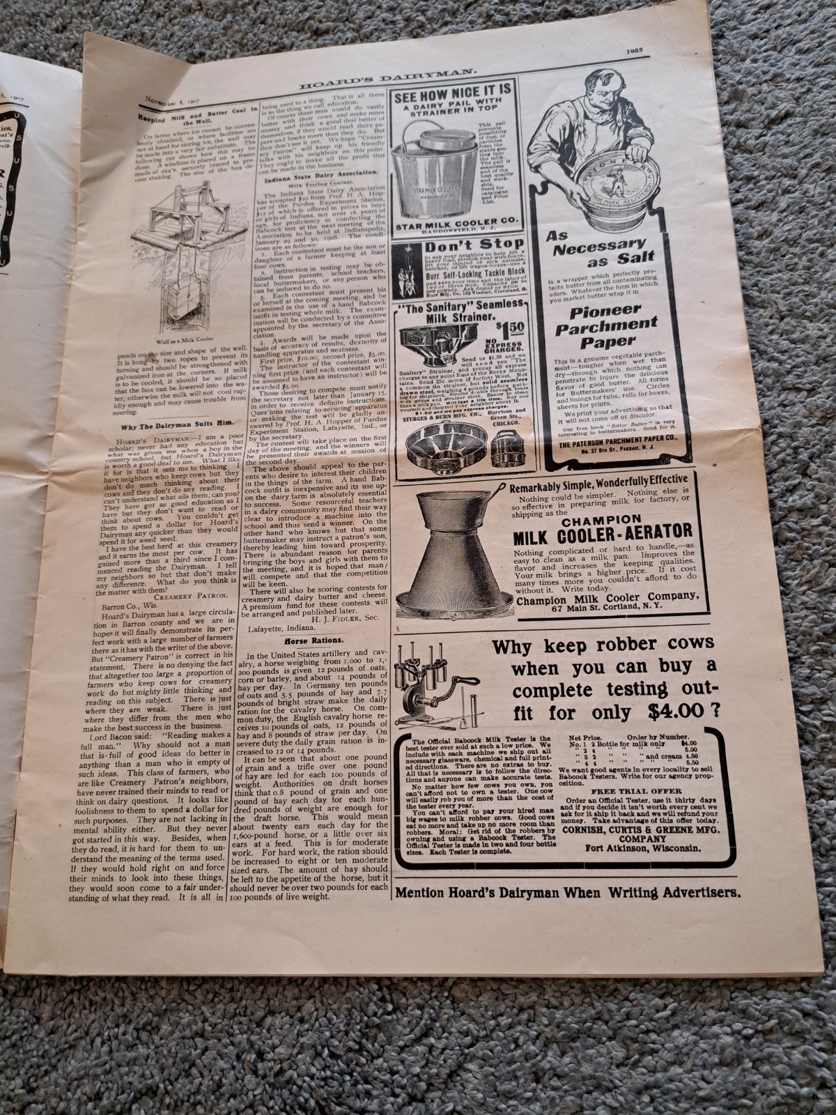 November 8 1907 Hoard’s Dairyman Newspaper Dairy Farming Magazine