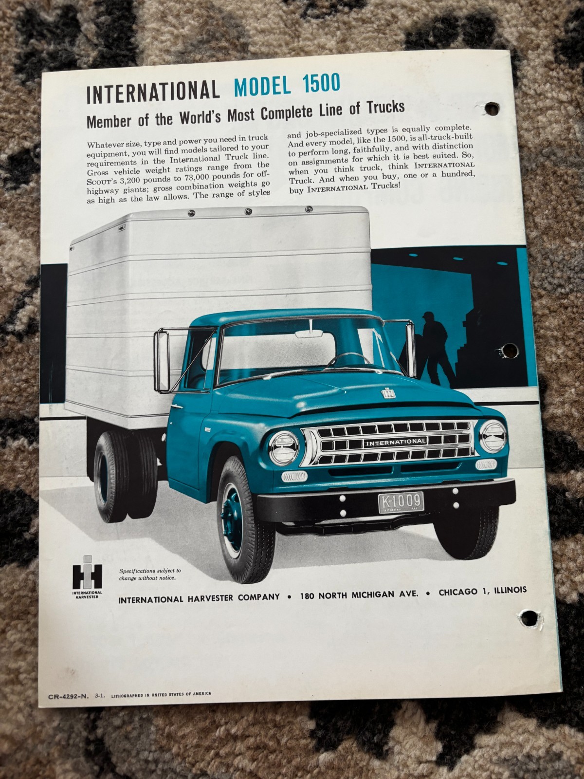 International Harvester 1500 Trucks For 1963 Brochure DCPA26