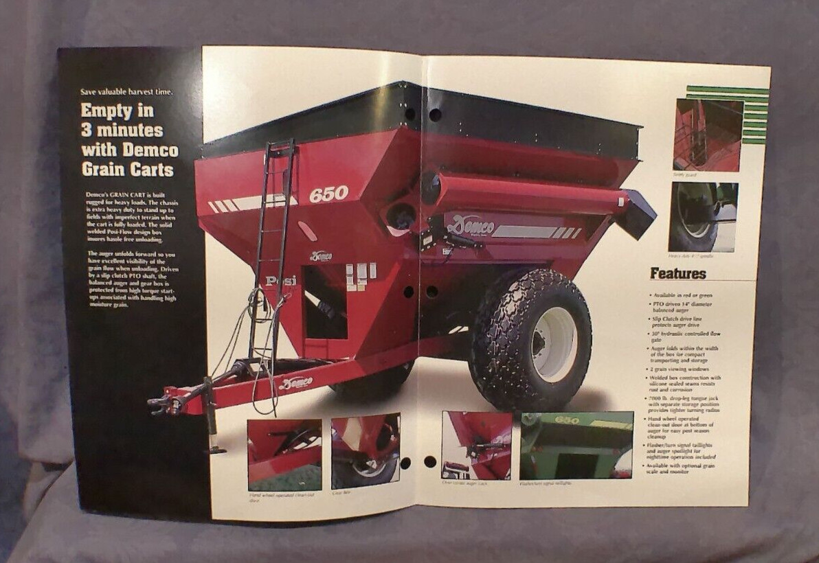 Demco 550 650 Bushel Grain Carts “Empty. 3 Minutes” Sales Brochure