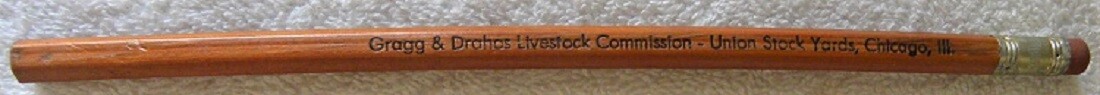 Vintage Gragg & Drahos Livestock Commission, Union Stockyards, Chicago PENCIL