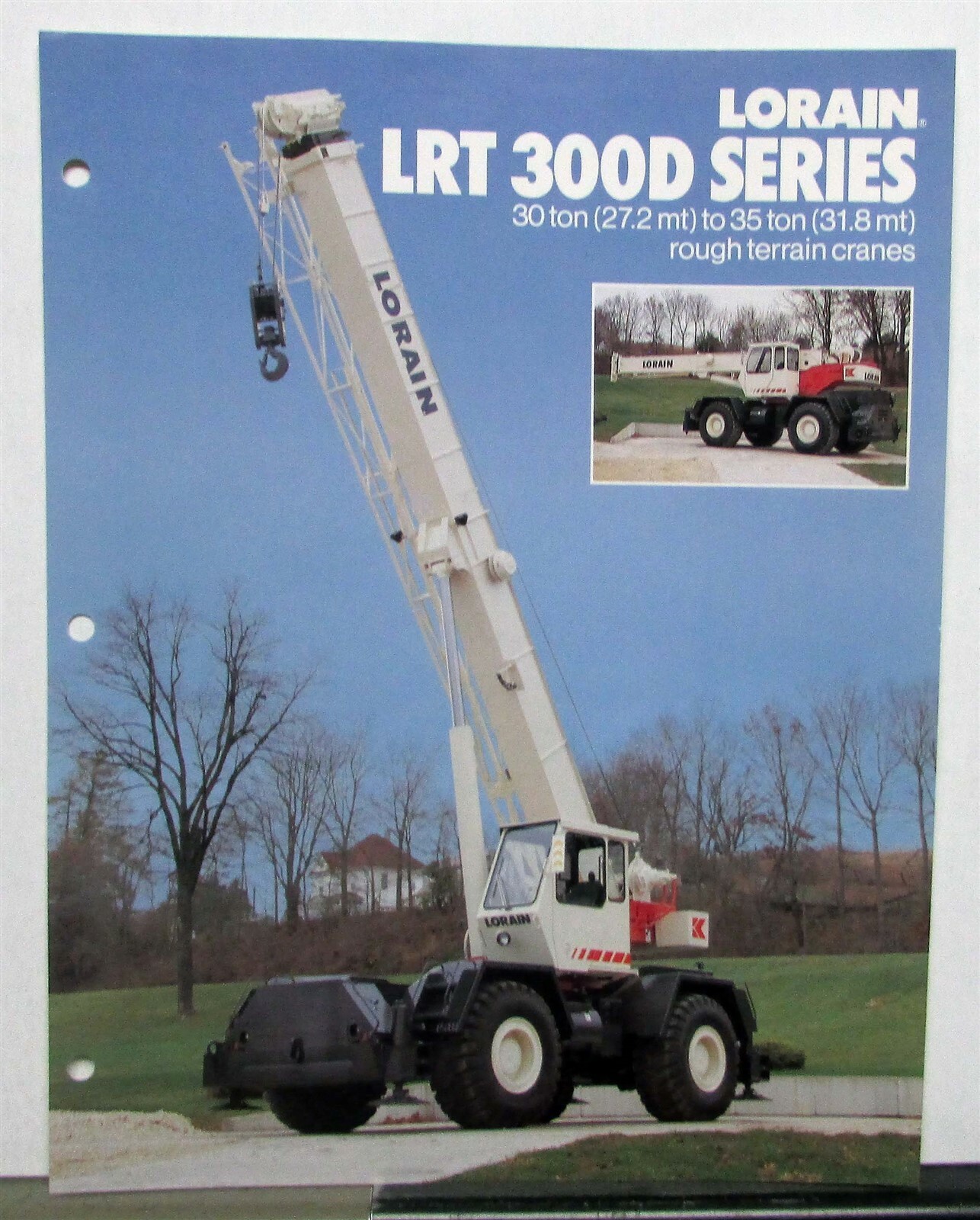 1990 Lorain LRT 300D Rough Terrain Crane Specs Construction Sales Brochure