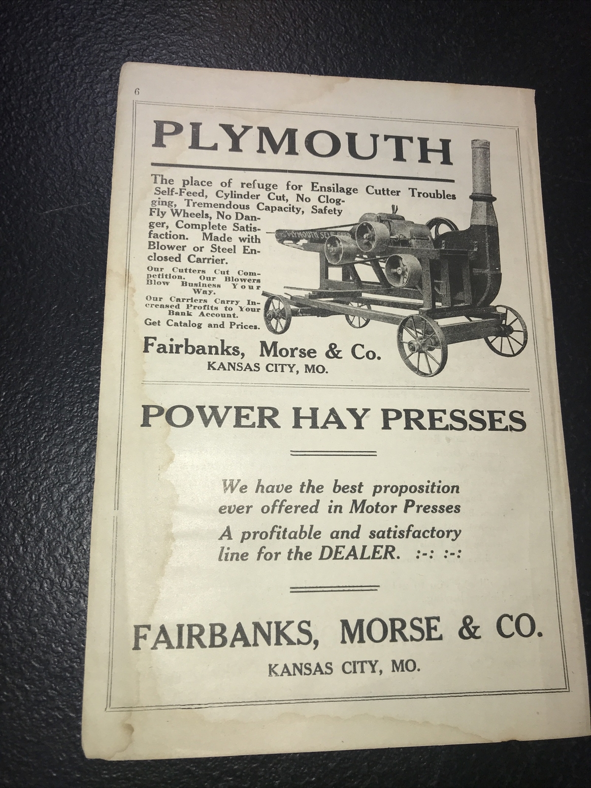 1916 Plymouth Implement Farm Advertising – Kansas City – Missouri