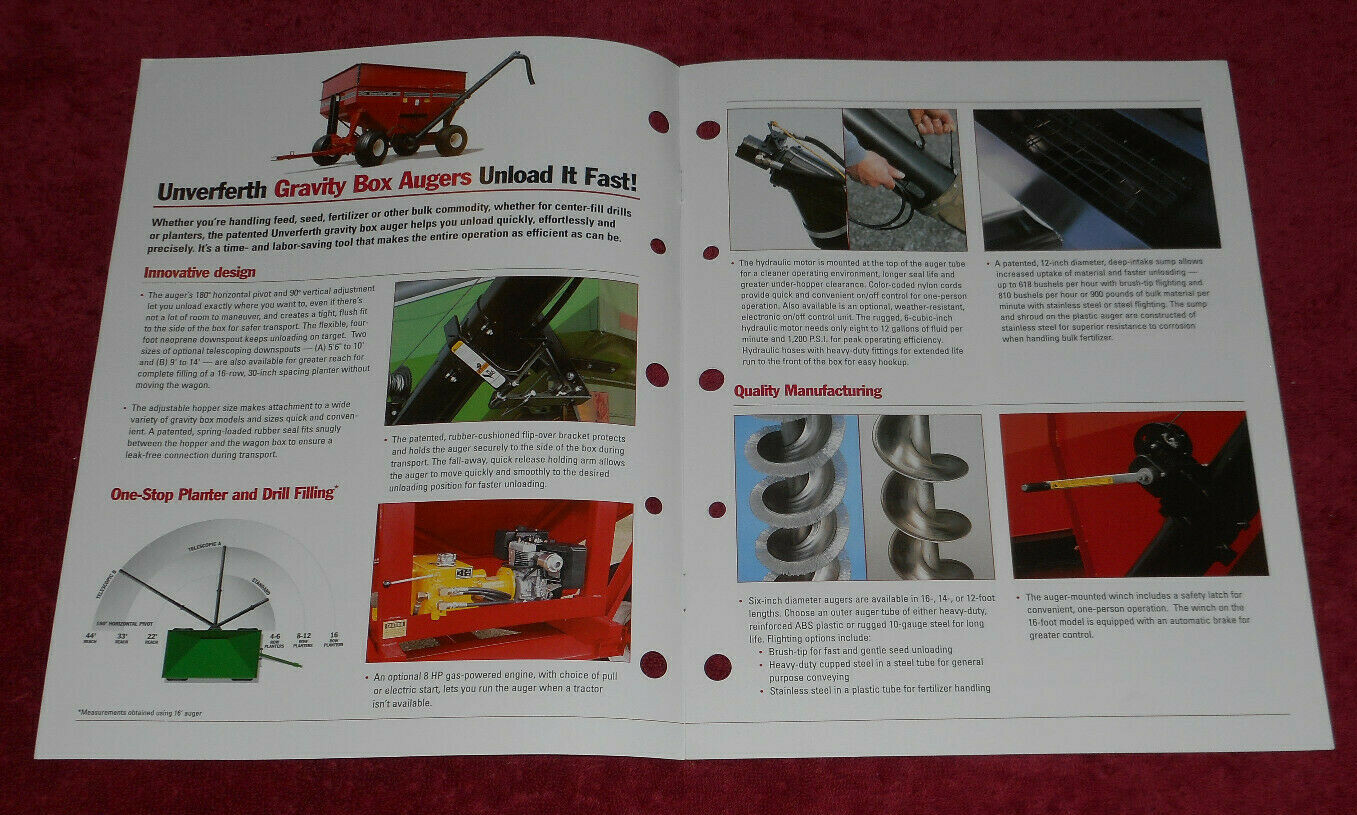 2003 Unverferth Agricultural Handling Brochure Augers Drill Fills Conveyors etc