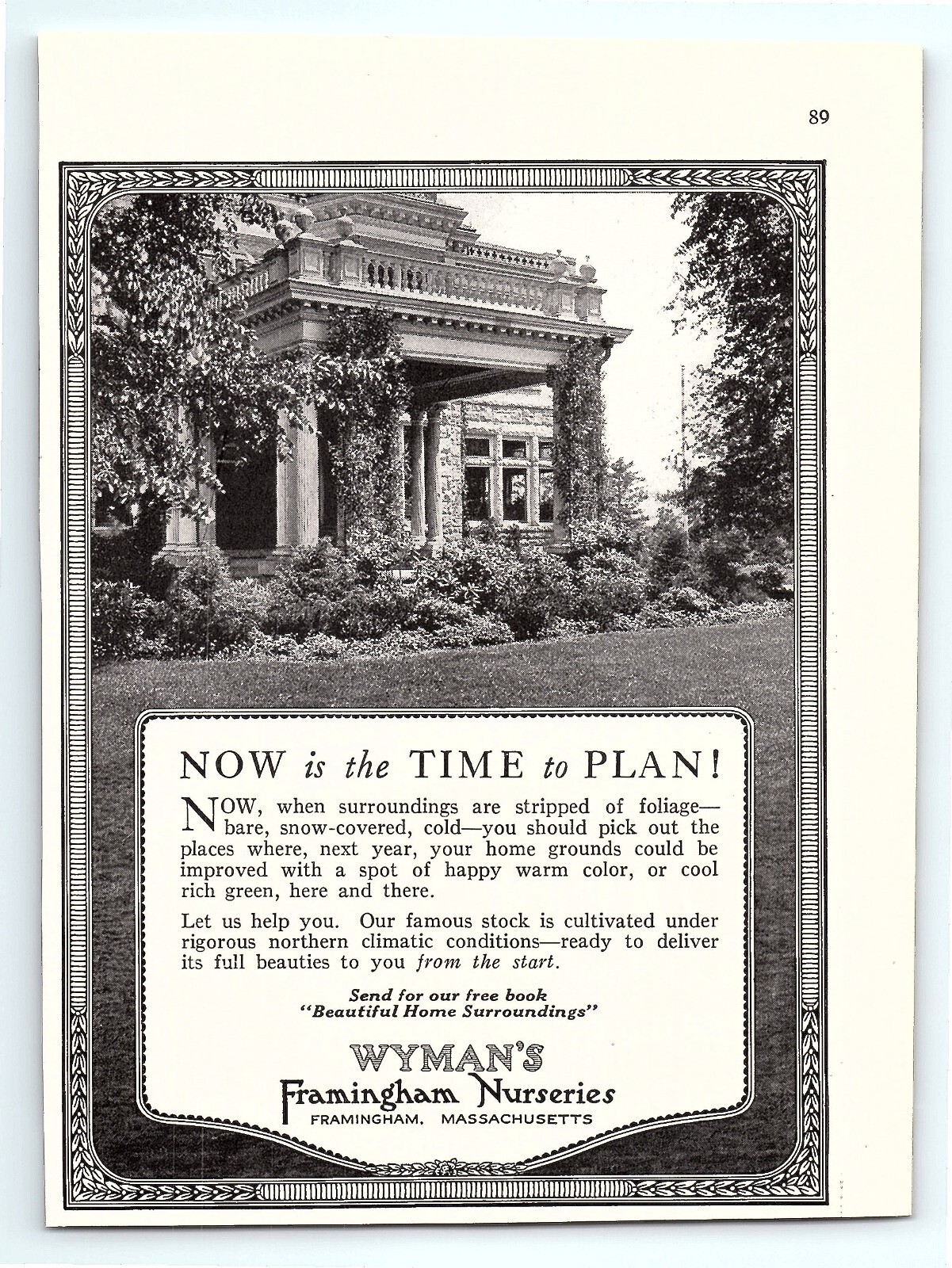 1921 Wyman’s Framingham Nurseries MA Décor Ephemera Vintage 20’s Print Ad