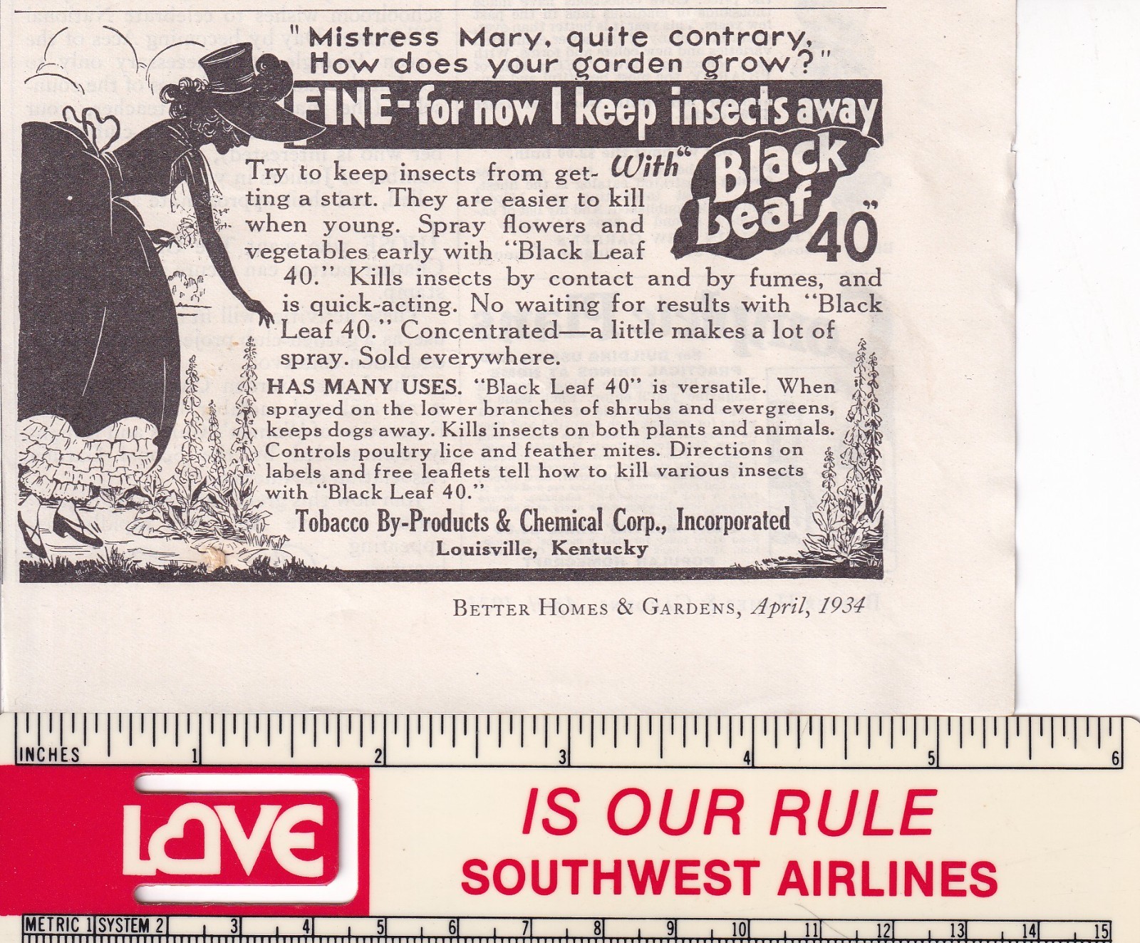 Tobacco By Products & Chemical Co Louisville KY 1934 Print Ad 5″x4″ Insect Spray