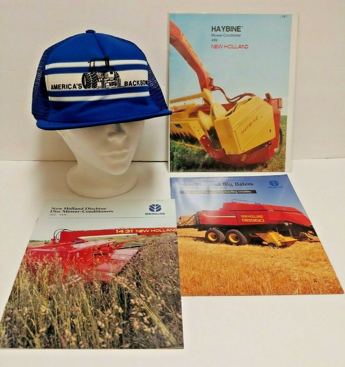 New Holland Farm Brochures Big Balers Haybine Discbine Blue Farm Hat