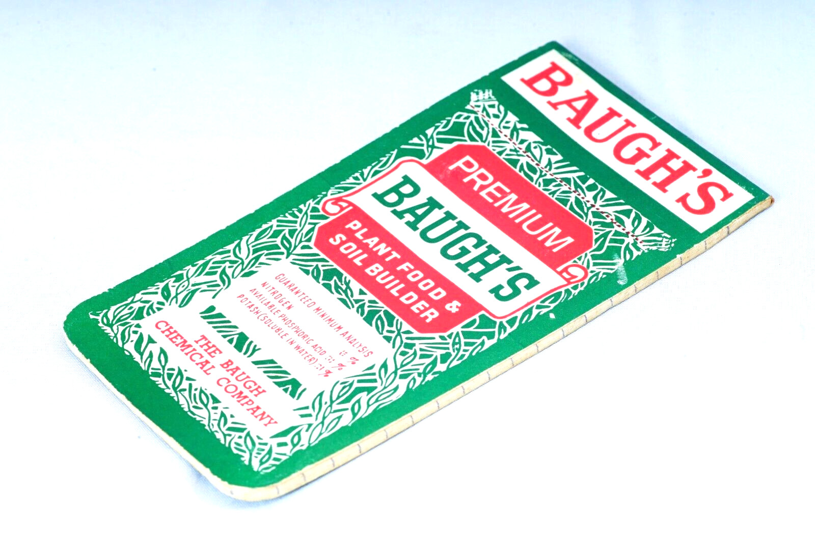 1950s BAUGH’S Plant Food Soil Builder Memo Book Agricultural Advertising