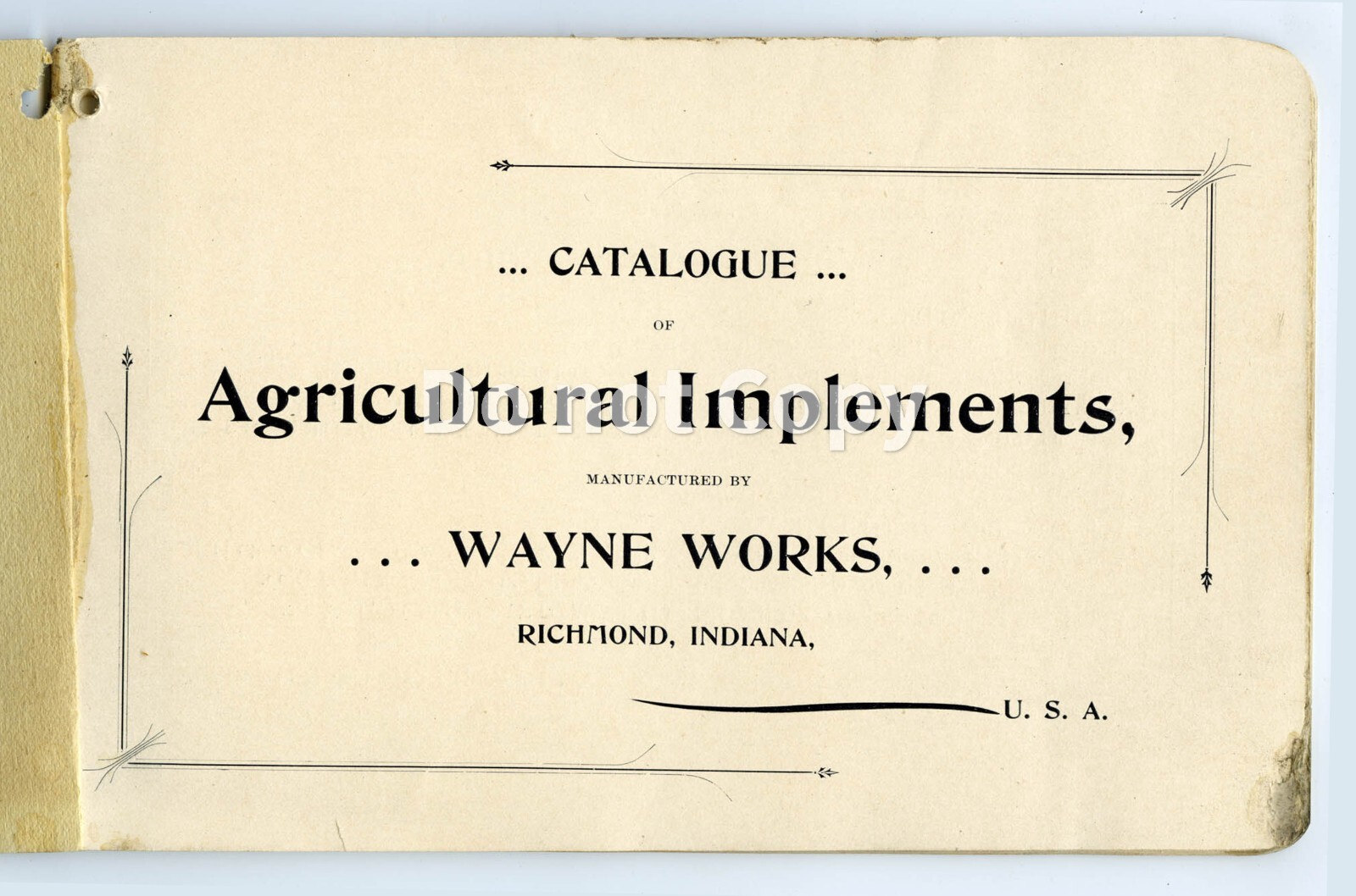 1800’s/1900’s Catalogue of Agricultural Implements by Wayne Works, Richmond, IN