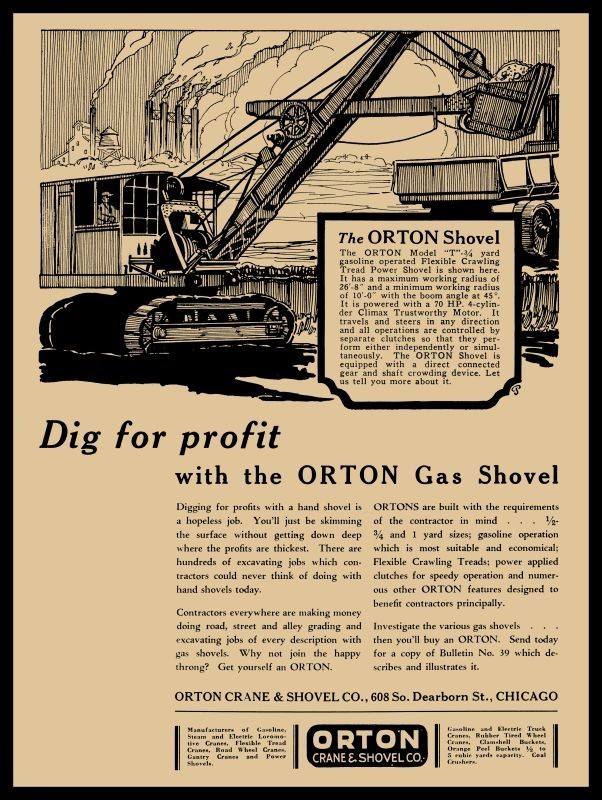 1927 Orton Model T Gas Shovel of Chicago NEW METAL SIGN: 9×12″ Free Ship