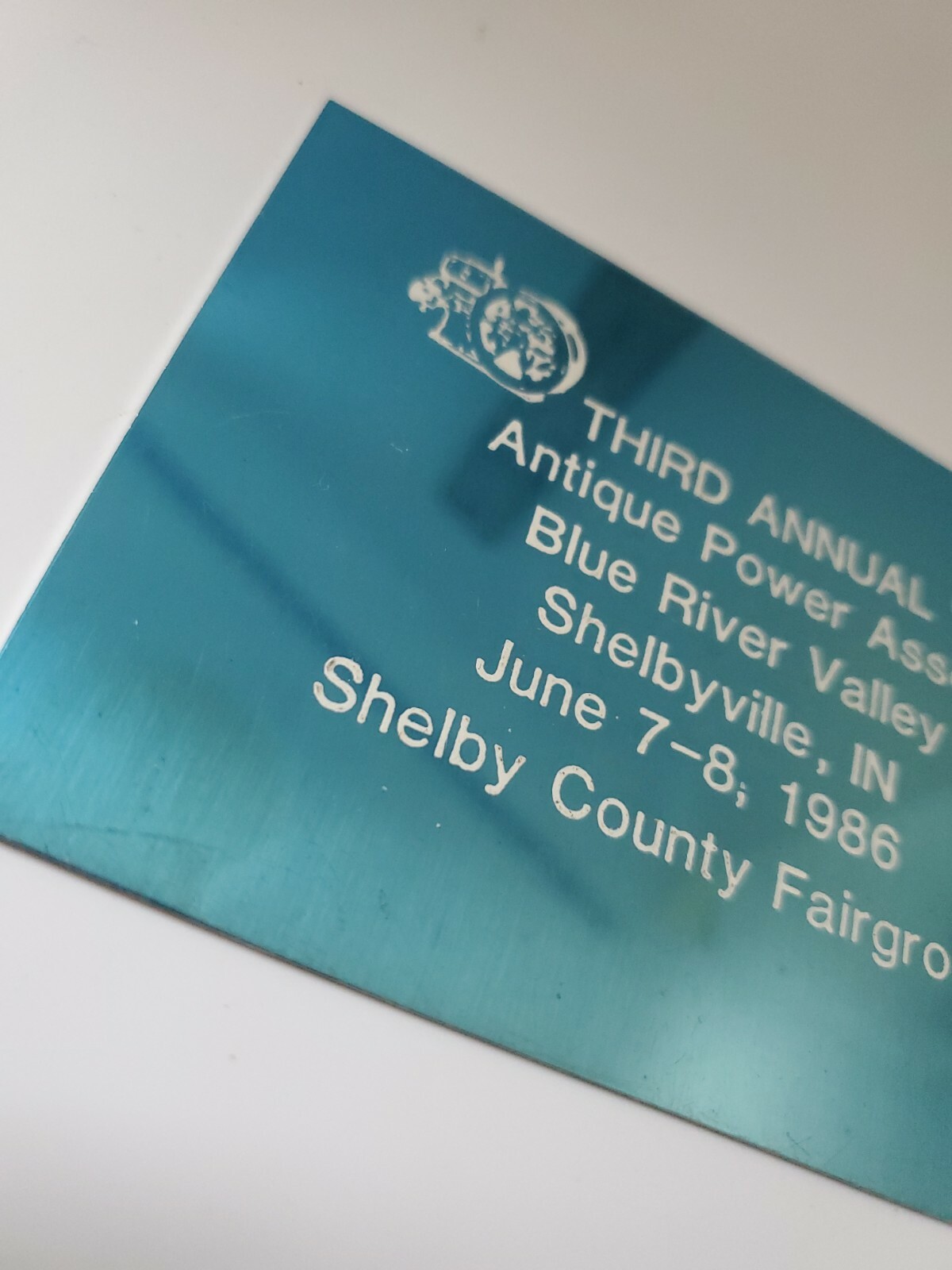Vintage 3rd Annual Antique Power Association Shelbyville, Indiana 4¼”x3″ Plaque