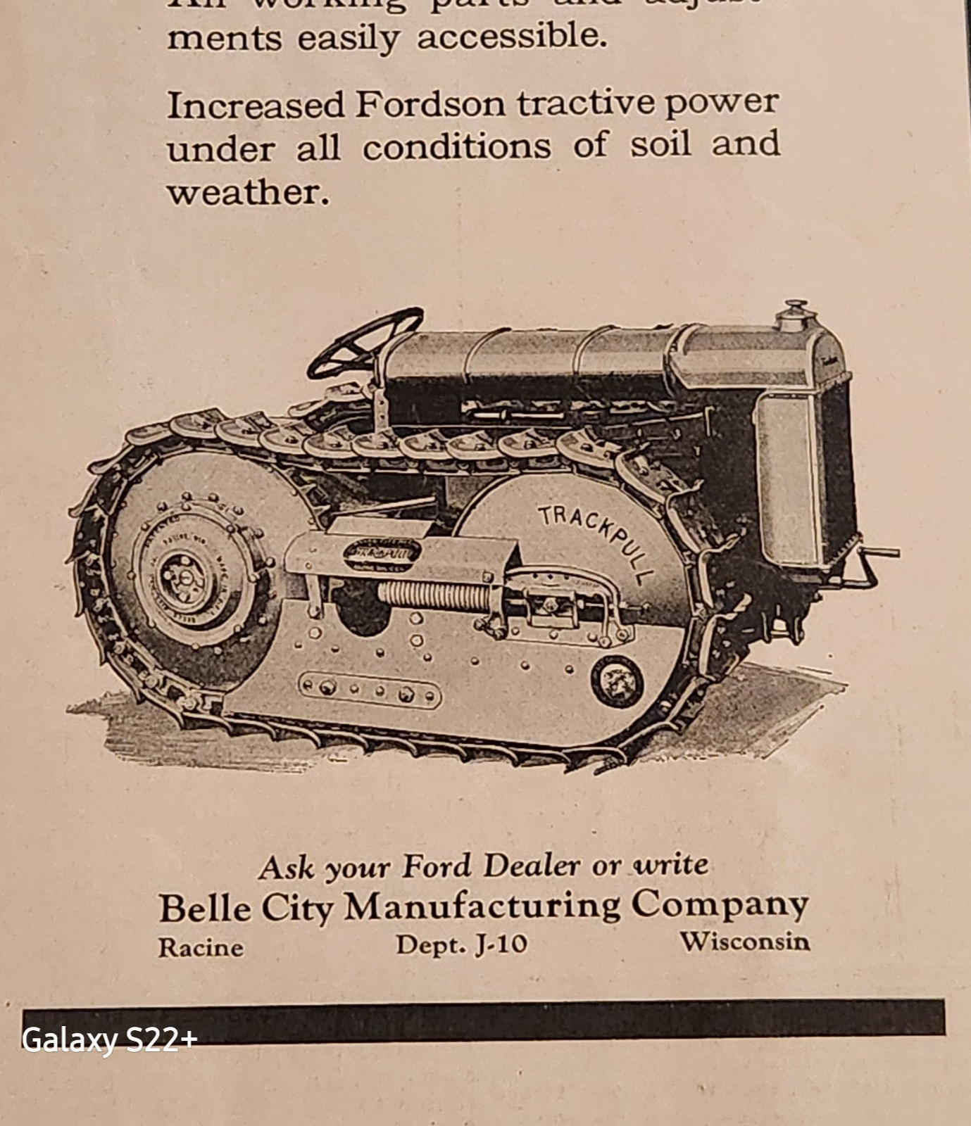 1926 Belle City Built Model “E” Tractor Bulldozer Fordson Original Print Ad