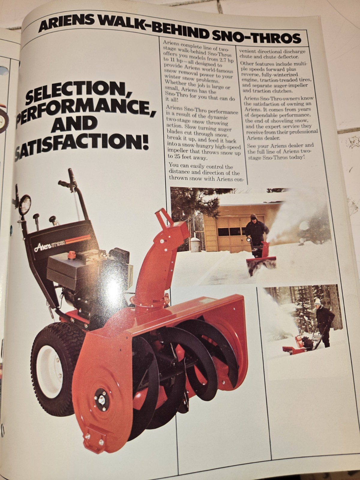 2 1983 ARIENS DEALERSHIP ADVERTISING BROCHURES SNO-THRO TRACTORS & SNO-THROS
