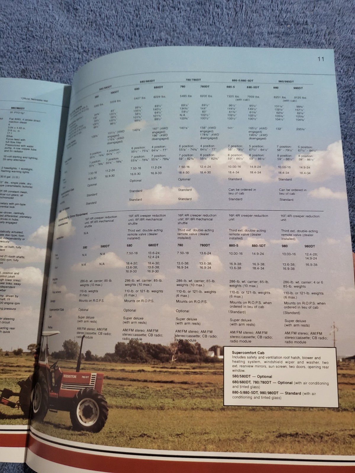 Vintage 1982 Fiat Hesston 80 Series 580-980 Tractors 50-90 PTO HP Sales BROCHURE