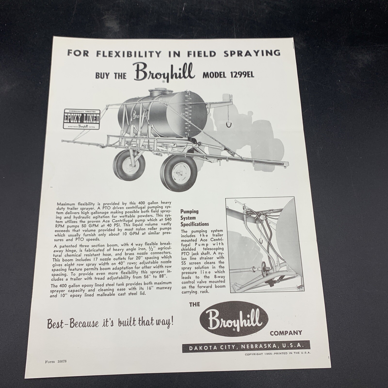 Lot of 3 Broyhill Company Farm Equipment Sales Brochures-Dakota City Nebraska