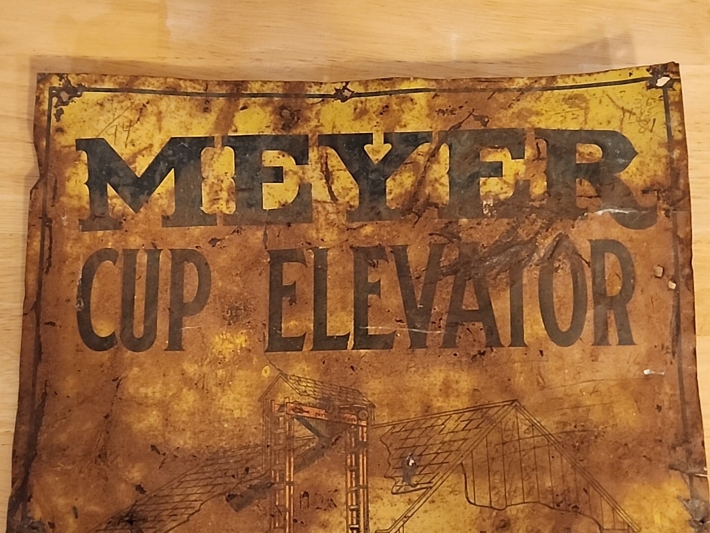 Vintage Meyer Cup Elevator Tin Metal Sign Morton Illinois 19.5×13.5