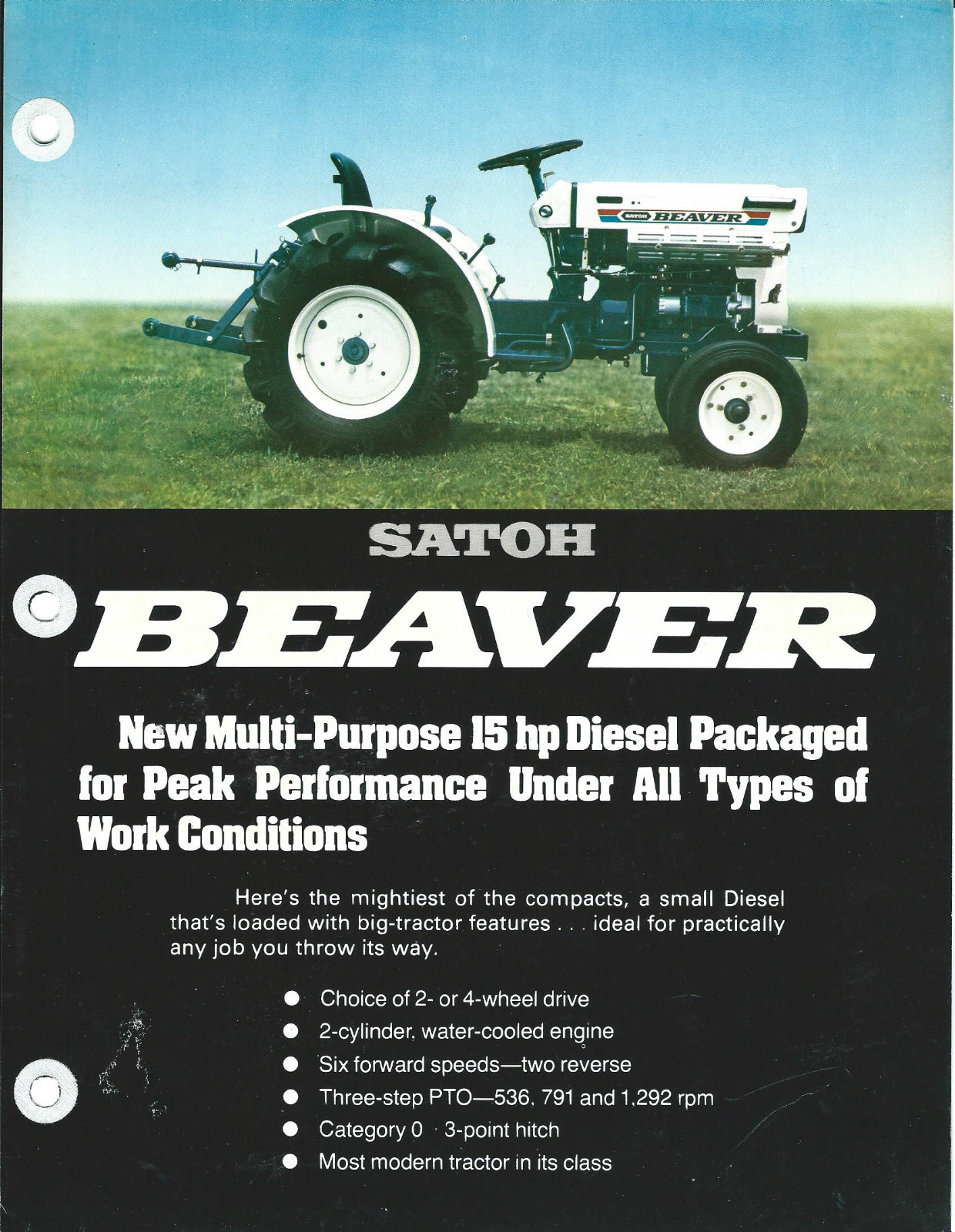 Farm Tractor Brochure – Satoh – Beaver – c1970’s (F4491)