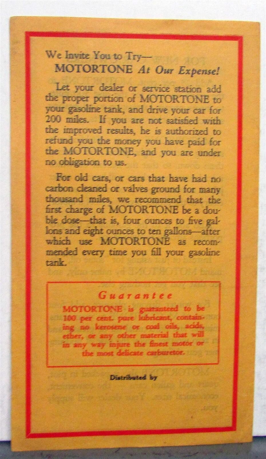 1932 MotorTone Original Standard Upper Motor Lubricant Sales Brochure