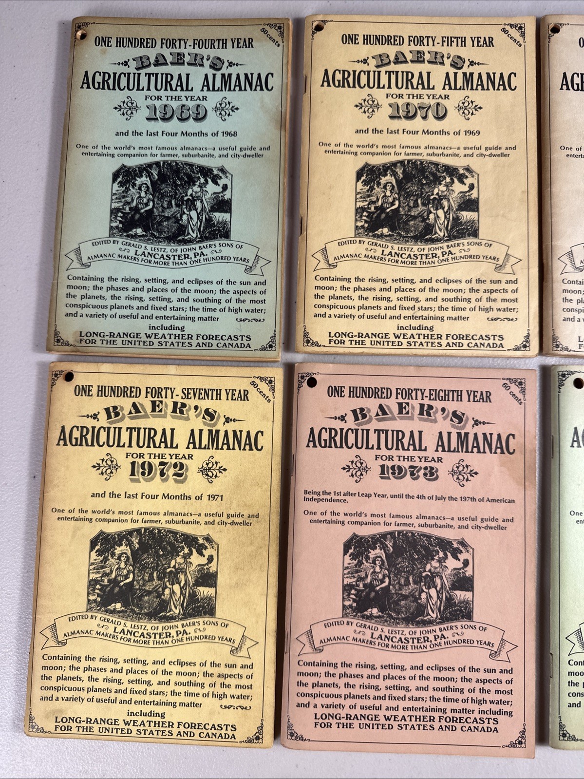 VINTAGE FARMERS & AGRICULTURAL ALMANACS BAER’S LANCASTER PA 1969-1979 81-86 1989