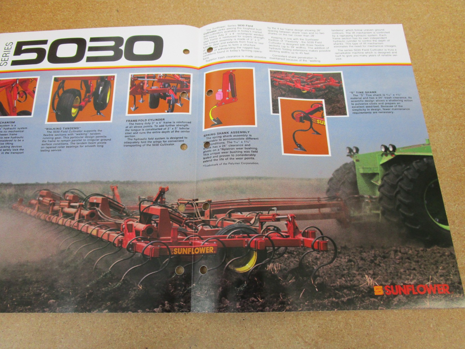 1980’s Sunflower 5030 field CULTIVATOR tillage sales brochure 6pg ORIGINAL farm