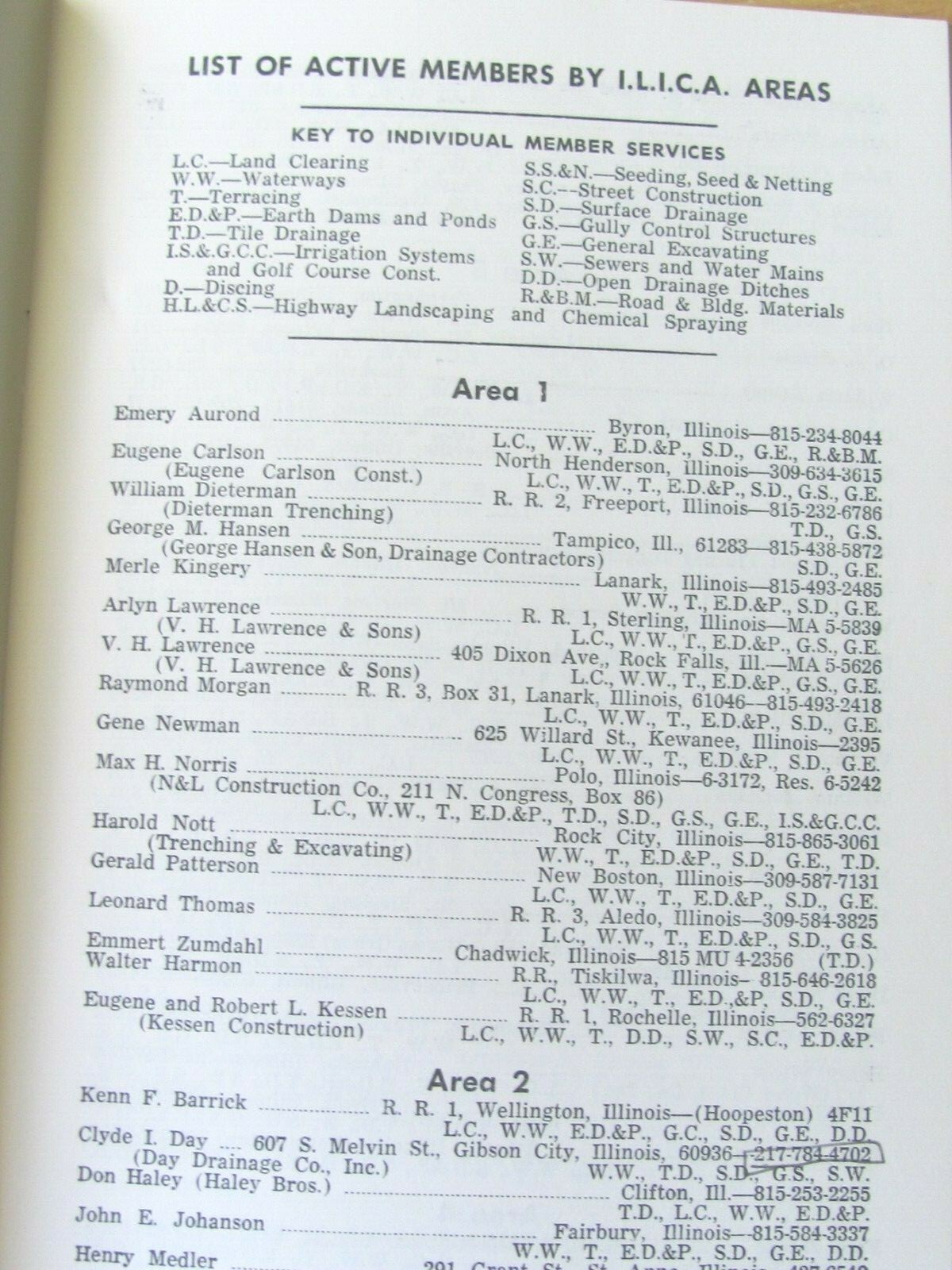 1966 BOOKLET ILLINOIS LAND IMPROVEMENT CONTRACTORS FARM SOIL CONSERVATION LICA