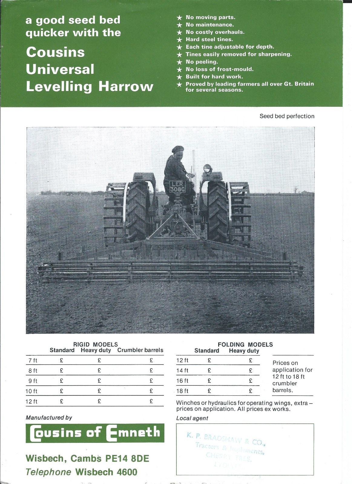 Farm Implement Brochure – Cousins – Universal Levelling Harrow – c1970’s (F5127)